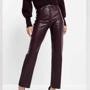 Express Super High Waisted Faux Leather Modern Straight Pant